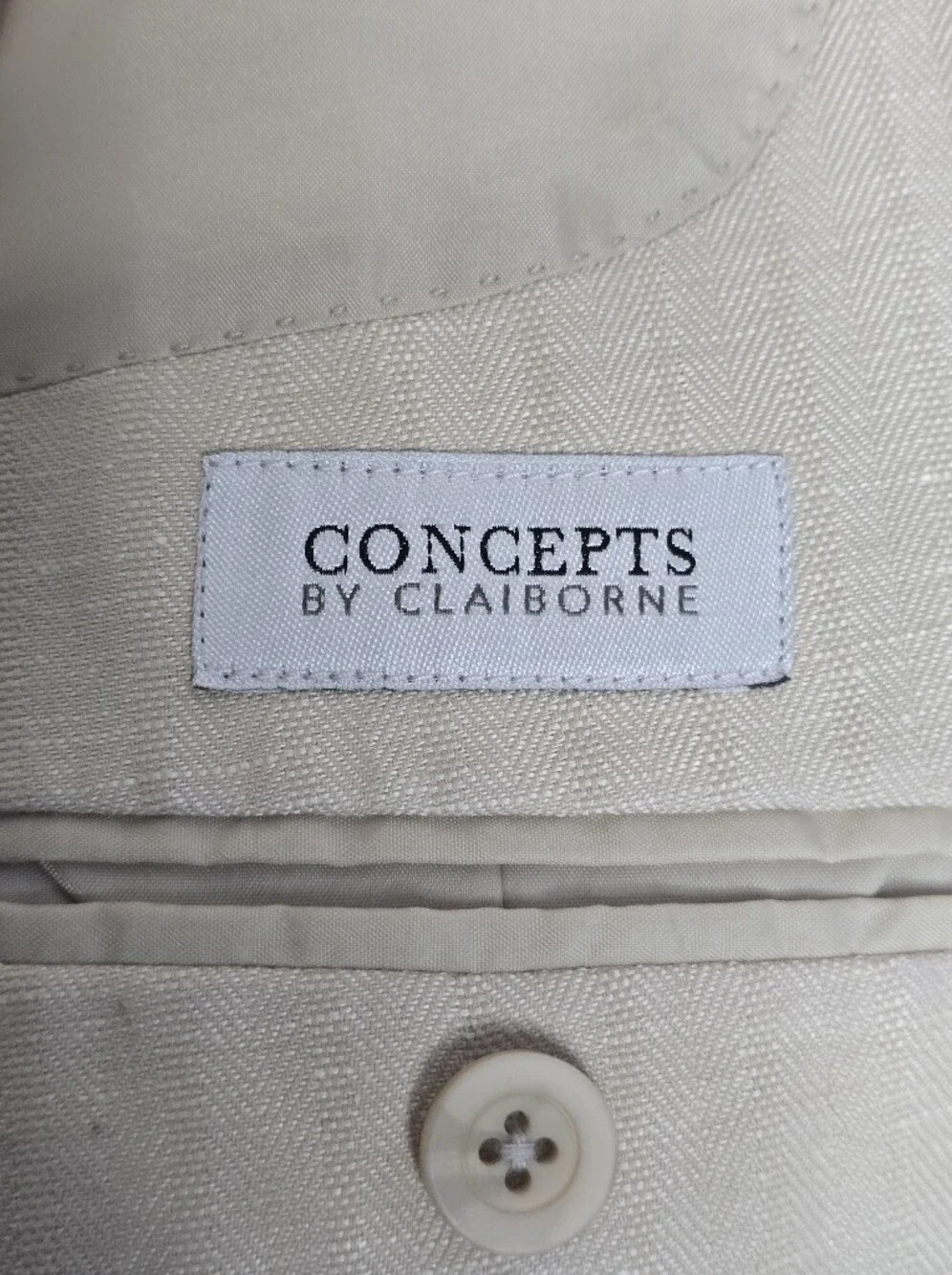 Liz Claiborne Men's Light Cream Two-Button Blazer Sz L